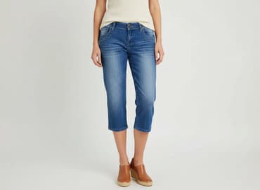 jeansy cropped damskie: Spodnie 3/4 damskie, rozmiar M — 6