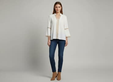 biala bluzka z dlugim rekawem: Bluzka damska, rozmiar M — 6