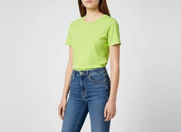 limonkowy t shirty damskie: H&M L.O.G.G., T-shirt damski, rozmiar M — 1