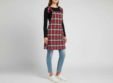 sukienka w kratę czerwona damska: Sukienka damska, rozmiar S — 1