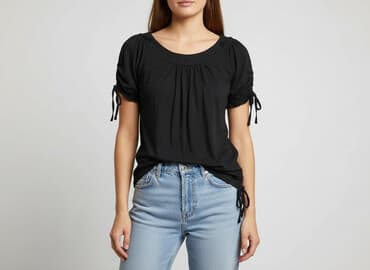 czarne t shirty w serek damskie: Cocomore, T-shirt damski, rozmiar M — 6