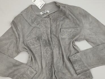 sweter w paski z serduszkiem: Kardigan damski, M — 1