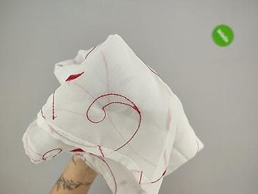 Home Decor: Firanka panelowa z woalu, biała z czerwonym haftem i wstęgami - — 4