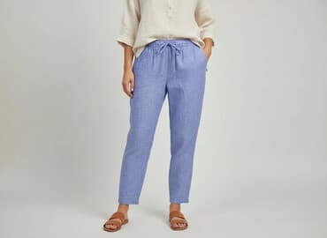 szerokie spodnie pepco: Papaya, Spodnie materiałowe damskie, rozmiar L — 6