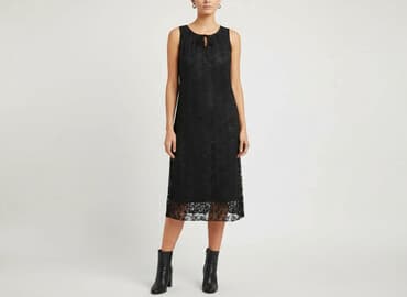 czarna sukienka i kozaki: Sukienka damska, rozmiar M — 5