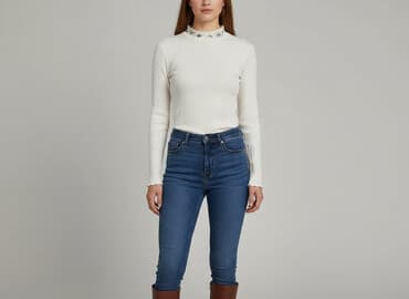 sweter piórkowy na drutach: Bluzka damska, rozmiar M — 5