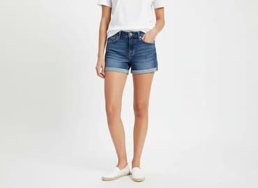 hm krótkie spodenki dzins low waist: H&M, Szorty damskie, rozmiar M — 7