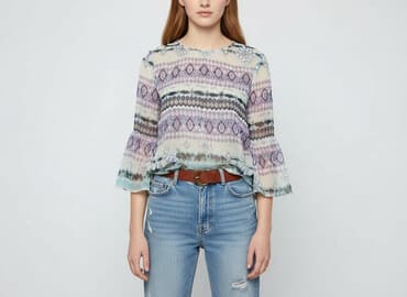 białe bluzki ze zlotym nadrukiem: Beloved, Bluzka damska, rozmiar S — 6