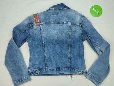 jeansy z asymetrycznym zapieciem: Denim, Kurtka jeansowa damska, rozmiar L — 3
