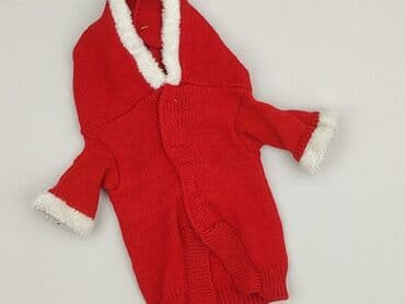 Czerwony sweter dla zwierząt, idealny na okres świąteczny. Wykonany z — 1