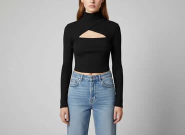 bluzki z dekoltem bershka: Bershka, Top damski, rozmiar S — 7