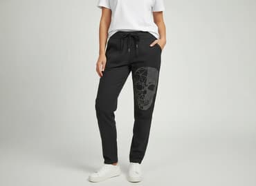 czarne spodnie z białą nitką: Spodnie damskie, rozmiar M — 1