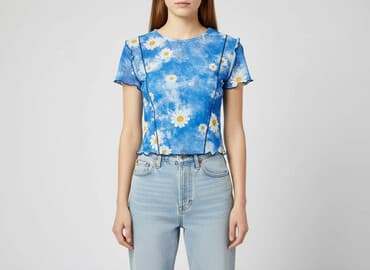 niebieska bluzki z krótkim rękawem: T-shirt damski, rozmiar S — 1