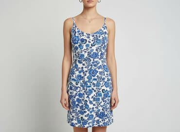 niebieska sukienka w kwiaty h m: H&M, Sukienka damska, rozmiar XS — 1