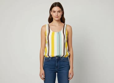 bluzka żółta w czarne paski: Vero Moda, Top damski, rozmiar M — 6