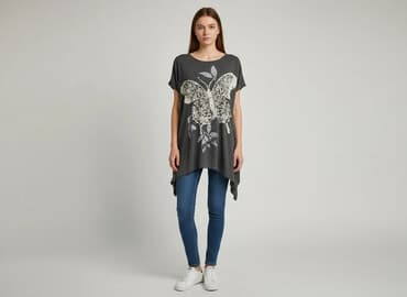 bluzki z marszczeniem po bokach: Tunika damska, rozmiar S — 6