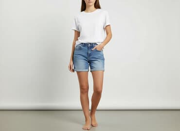 krótkie spodenki z dziurami: Denim Collection, Szorty damskie, rozmiar S — 7