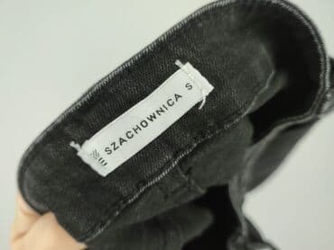 dżinsy z wysokim stanem czarne: SZACHOWNICA, Jeansy damskie, rozmiar S — 5