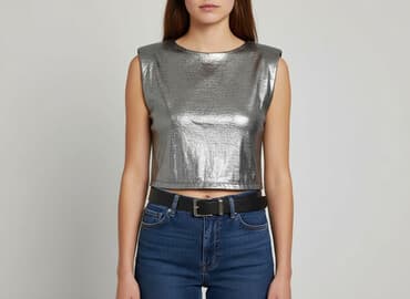 bluzki z błyszczącą nitką: Bershka, Top damski, rozmiar M — 6