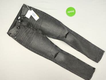 zielone cargo hm: Spodnie jeansowe, H&M, 15 lat, 170, stan - Idealny — 2