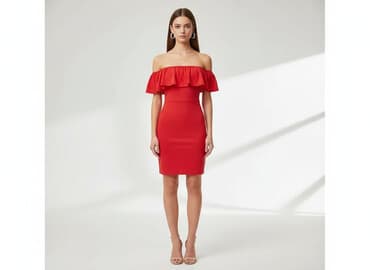 czerwone sukienki plus size: PrettyLittleThing, Sukienka damska, rozmiar 2XS — 7