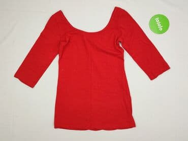 czerwona bluzka z dekoltem v: Bluzka damska, rozmiar S — 3