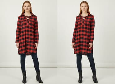 sukienka w czerwoną kratę damska: Sukienka damska, rozmiar M — 1