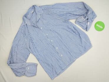 niebieska koszula w białe paski damska: Сорочка жіноча, розмір M — 2