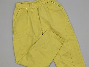 Żółte damskie spodnie z wysokim stanem - Krój: zwężane nogawki