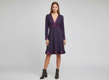 fioletowa sukienka z długim rękawem: Sukienka damska, rozmiar S — 1