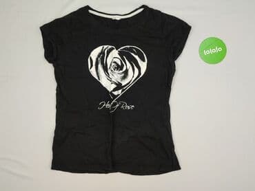 czarne t shirty damskie w serek: Heart, T-shirt damski, rozmiar S — 2