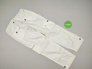 biale materialowe spodnie: Yessica, Spodnie cargo damskie, rozmiar L — 3