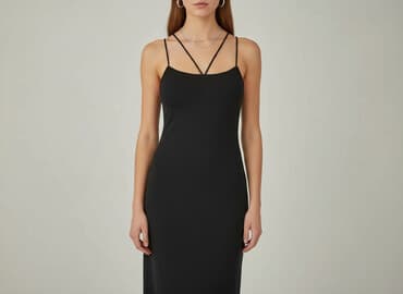 czarna obcisła sukienki na ramiączka: Sukienka damska, rozmiar S — 5