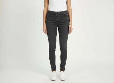 czarne skinny jeans: Denim Collection, Jeansy damskie, rozmiar M — 6