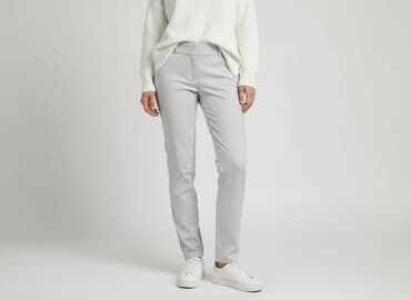 szare szerokie jeansy: Spodnie materiałowe damskie, rozmiar S — 5