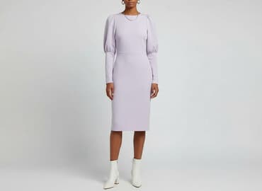 liliowy garnitur damski: Sukienka damska, rozmiar S — 7