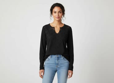 bluzki z długim rękawem z koronką: Bluzka damska, rozmiar S — 1