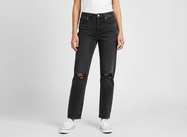 woskowane jeansy z wysokim stanem: H&M, Jeansy damskie, rozmiar M — 8