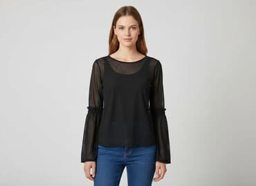 koszulka z tiulem: Amisu, Bluzka damska, rozmiar S — 6