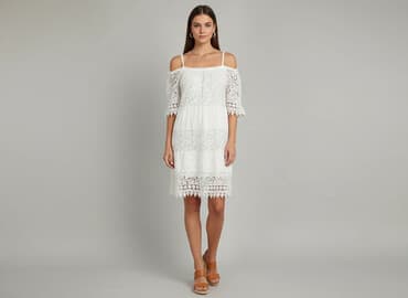 sukienka koronkowa biała boho: Sukienka damska, rozmiar S — 5