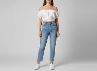 bluzka z bufiastymi rekawami: Top damski, rozmiar S — 6