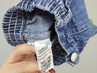czarne spodnie woskowane: Spodnie jeansowe, Marks & Spencer, 6-9 miesięcy, stan - Bardzo dobry — 4