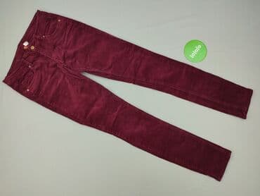 bordowe woskowane spodnie: Spodnie materiałowe damskie, S — 2