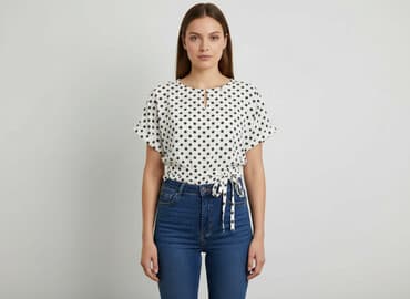 biale bluzki z bufiastymi rekawami: Bluzka damska, rozmiar L — 5