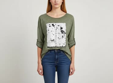 bluzka z cekinami damska: Women's blouse, size S — 1