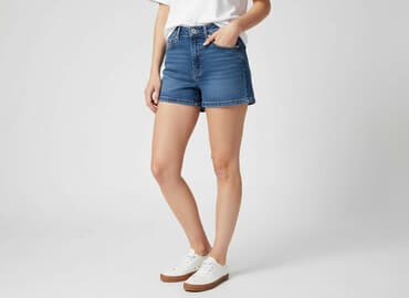 krótkie spodenki z wysokim stanem sinsay: DENIM JEANS, Szorty damskie, rozmiar S — 1