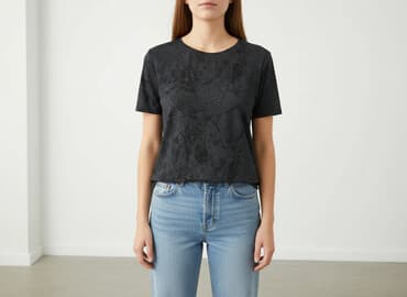 bluzka z dlugim rekawem czarna: T-shirt damski, rozmiar M — 6