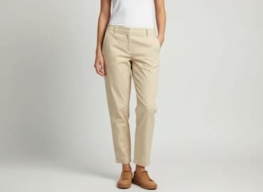 bezowe spodenki damskie: Spodnie materiałowe damskie, rozmiar S — 6