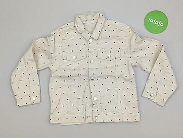 mohito bluzka w kropki: Dziecięca kurtka jeansowa, 8 lat, 122-128 cm, H&M, stan - Idealny — 2