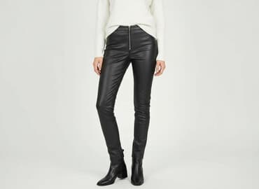 spodnie ze sztucznej skóry h m: H&M, Spodnie materiałowe damskie, rozmiar S — 7